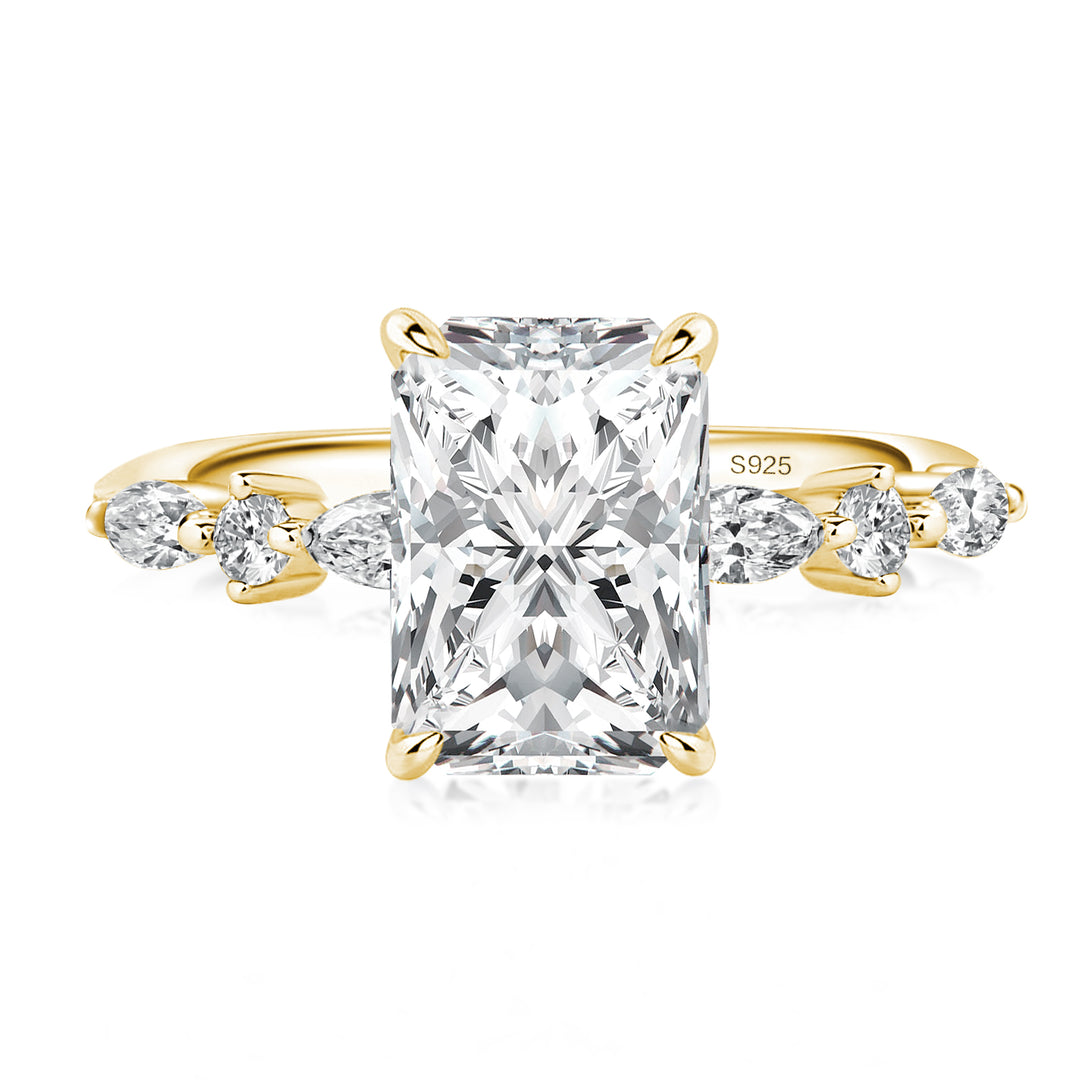 Moissanite 3.5 Ct Radiant Cut Yellow Gold Travel Ring For Women