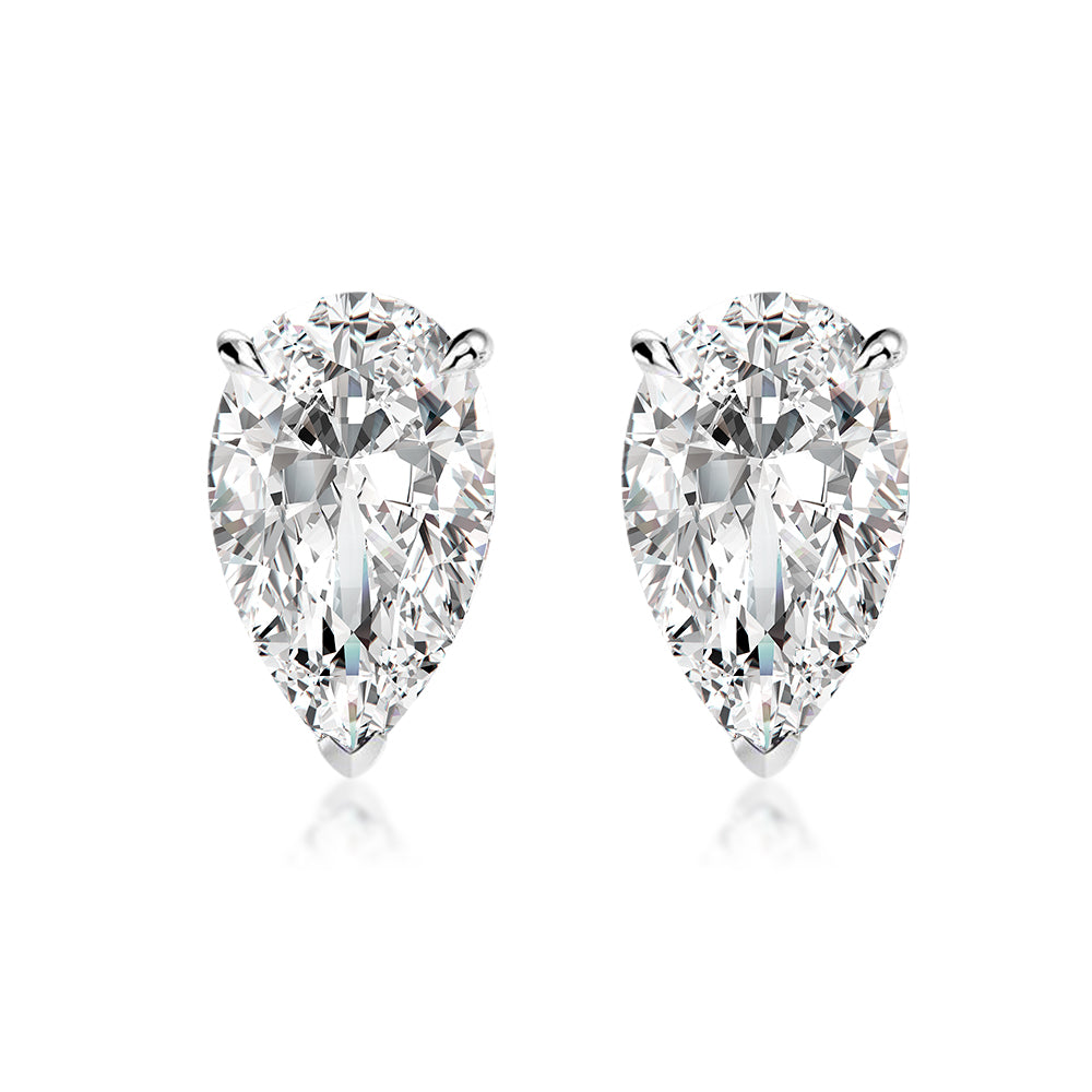 Rodiffy Moissanite 1.0 Ct Diamond White Gold Pear Stud Earrings