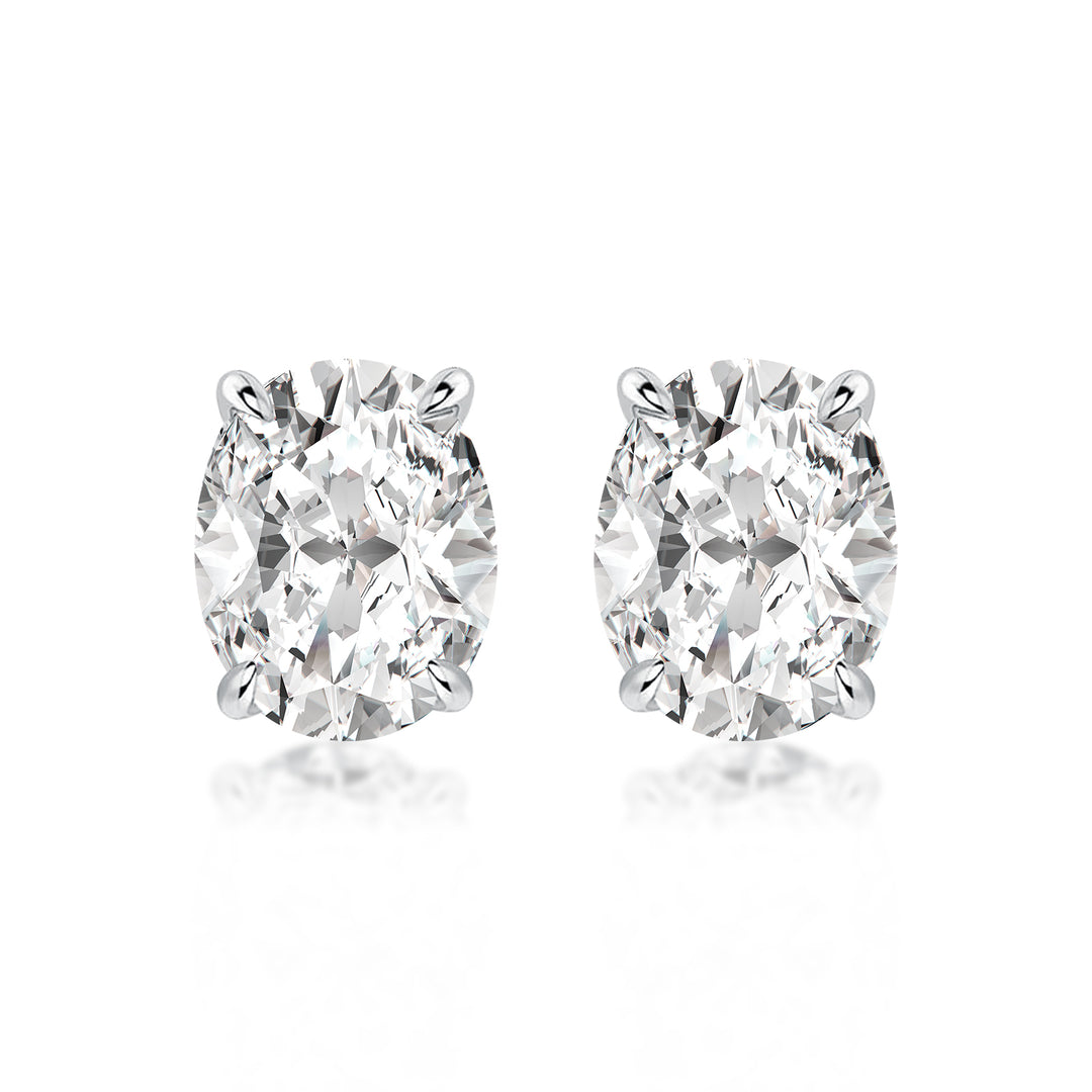 Moissanite Classic 3.0Ct Oval Cut Stud Earrings In Sterling Silver