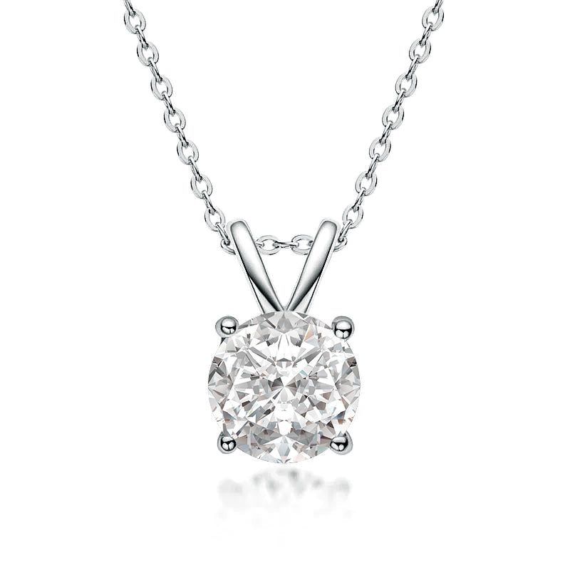 Rodiffy Moissanite 1.0 Ct Round Cut White Gold 4 Prong Pendant Necklace