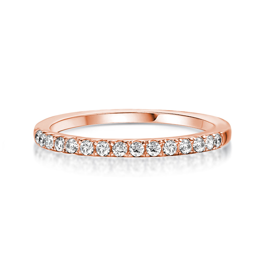 Rodiffy Moissanite 0.5 Ct Round Cut Half Halo Rose Gold Anniversary Ring