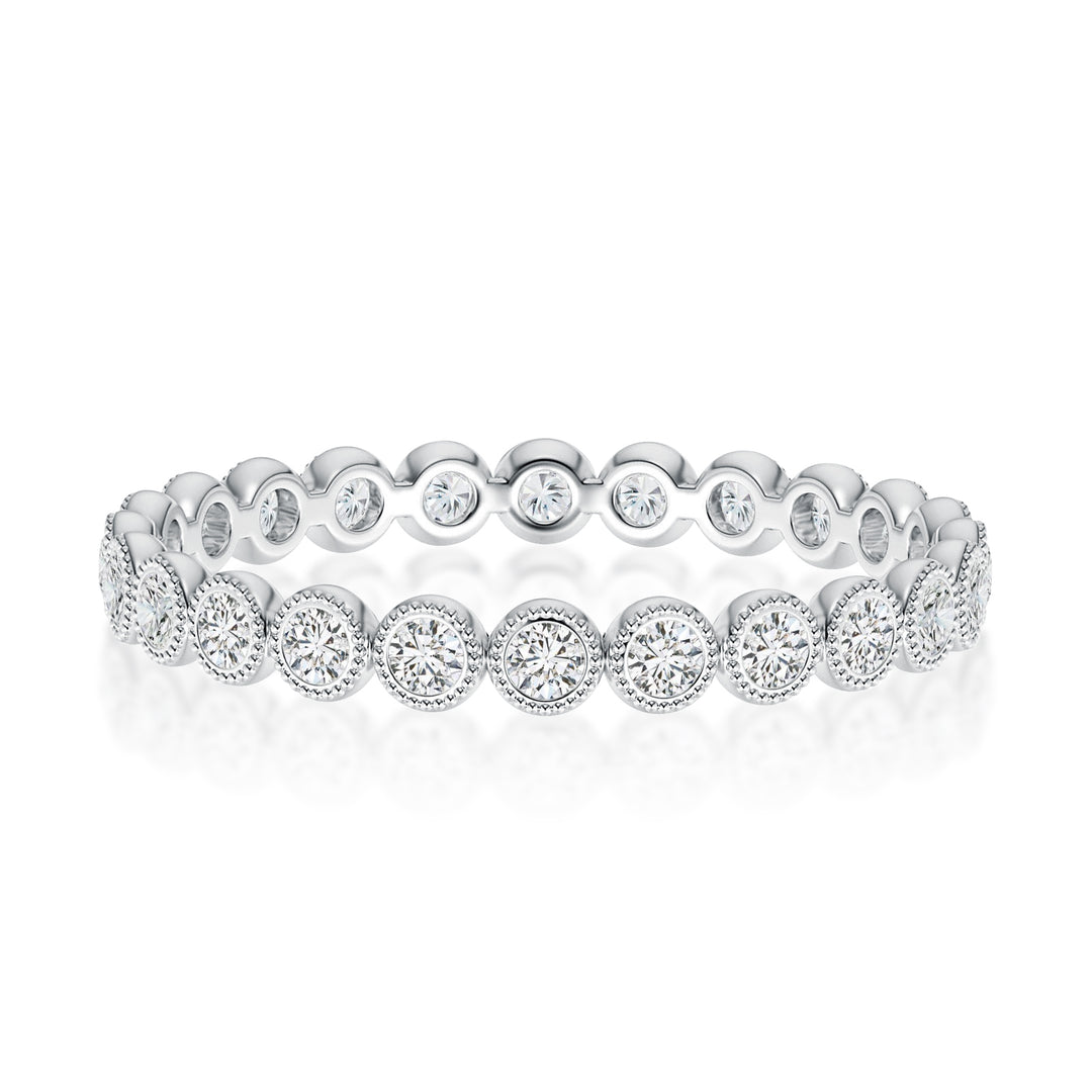 Rodiffy Moissanite 0.5 Ct Round Cut Pave White Gold Wedding Band