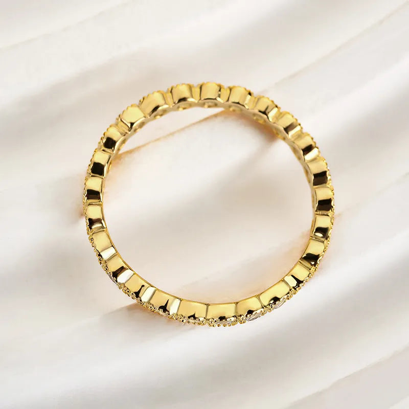 Rodiffy Moissanite 0.5 Ct Yellow Gold Round Cut Pave Wedding Band