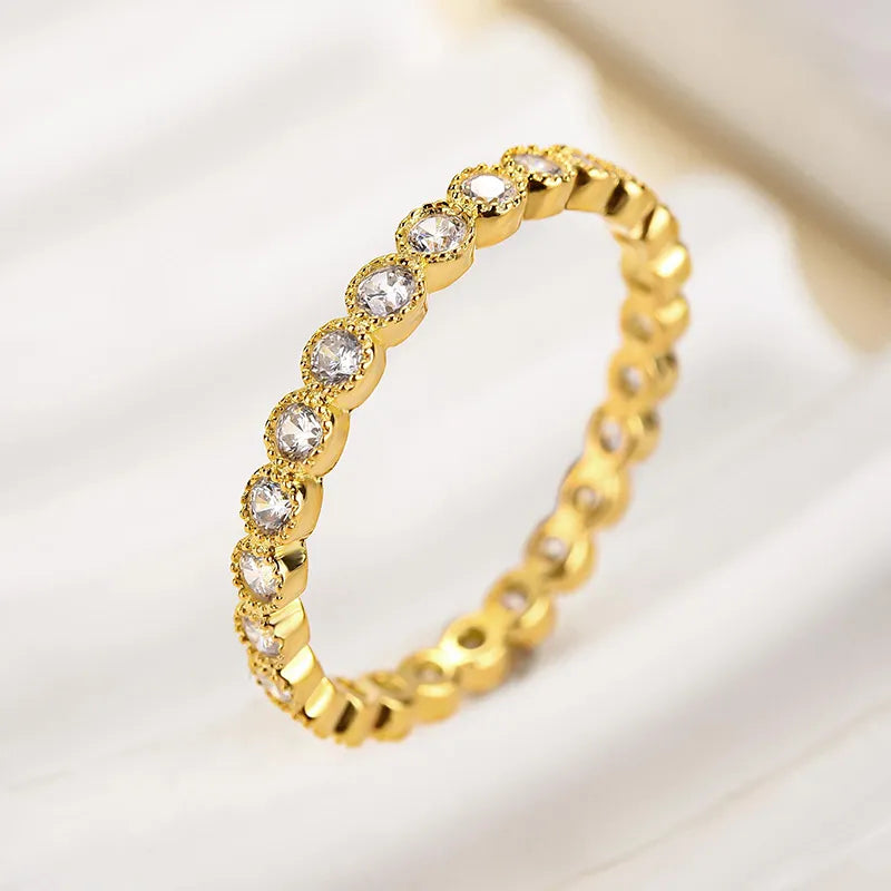 Rodiffy Moissanite 0.5 Ct Yellow Gold Round Cut Pave Wedding Band