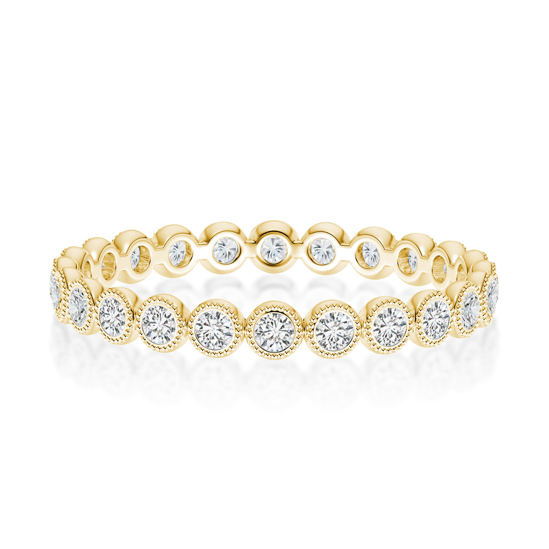 Rodiffy Moissanite 0.5 Ct Yellow Gold Round Cut Pave Wedding Band