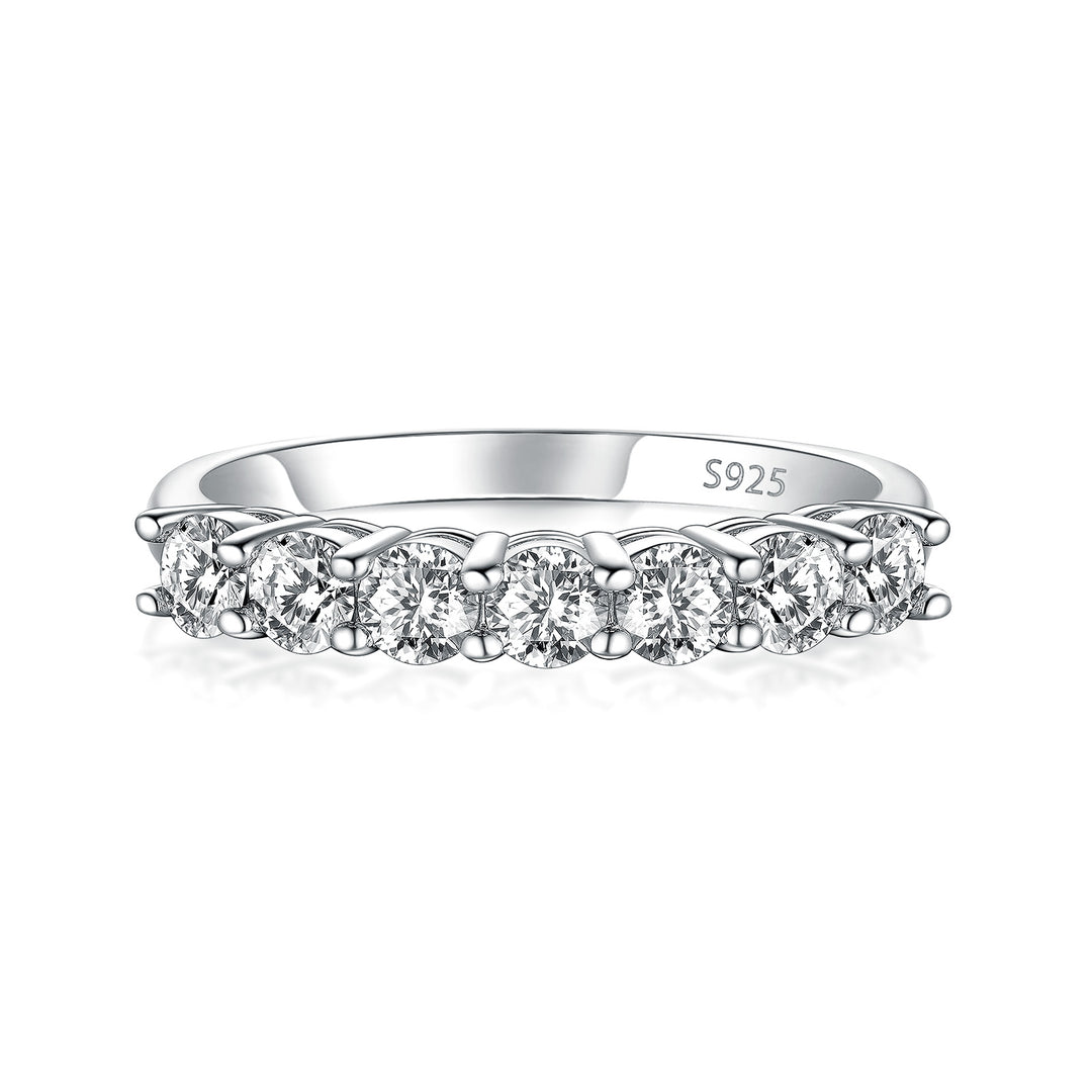 Rodiffy Moissanite 0.7Ct Round Cut White Gold Women's Wedding Band