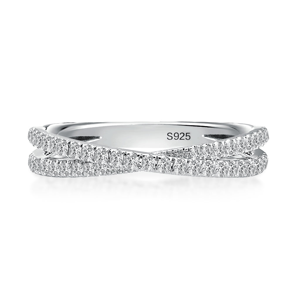 Rodiffy Moissanite 2.0 Ct X Criss Cross White Gold Wedding Band