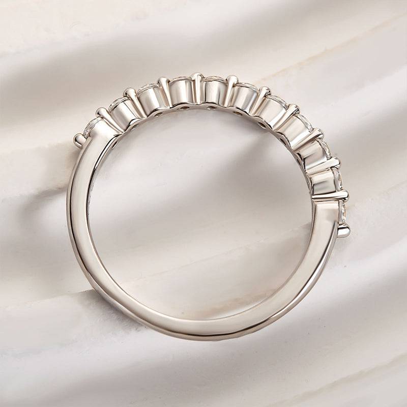 Rodiffy Moissanite 0.4 Ct Round Cut Half Eternity Thin Women's Wedding Band