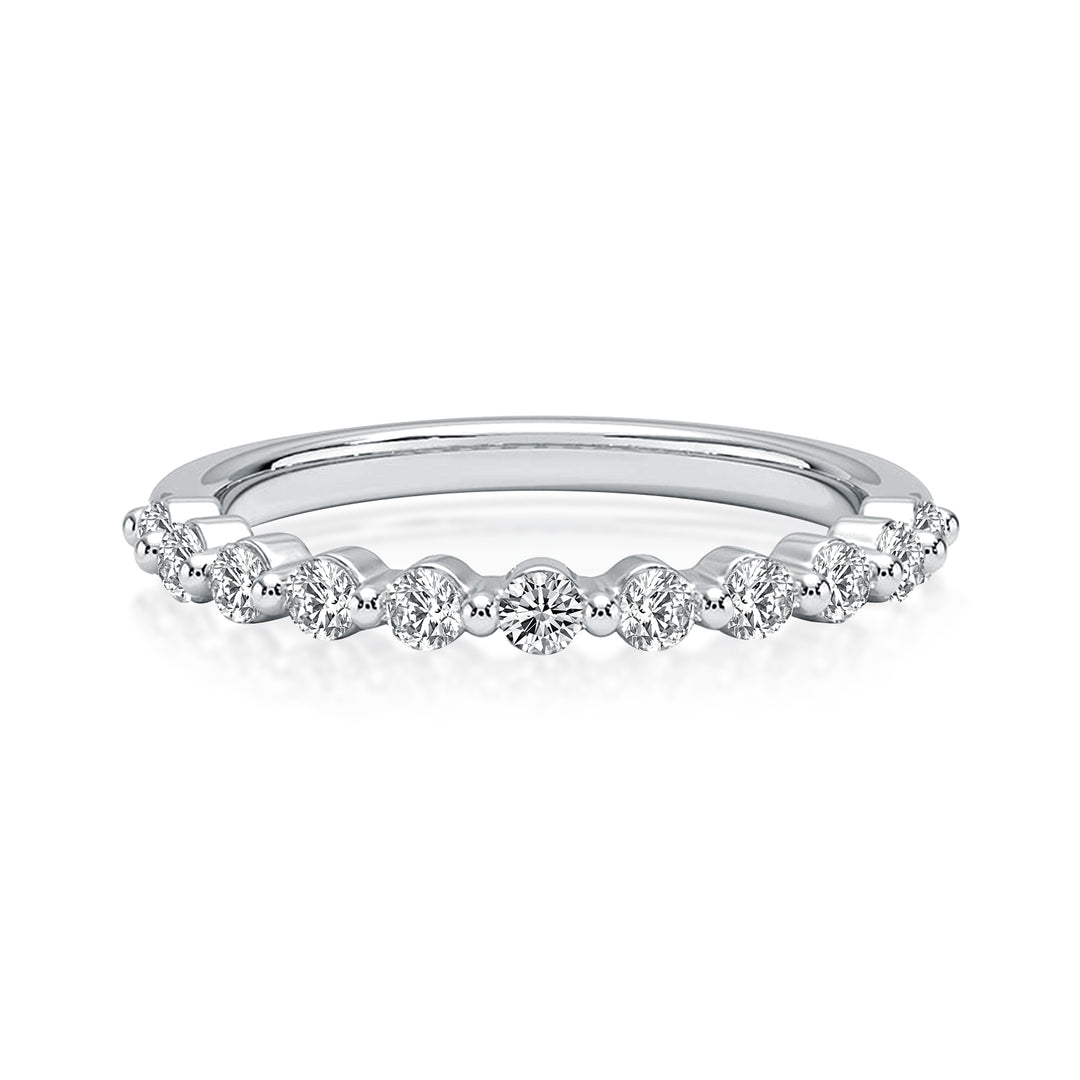 Rodiffy Moissanite 0.4 Ct Round Cut Half Eternity Thin Women's Wedding Band