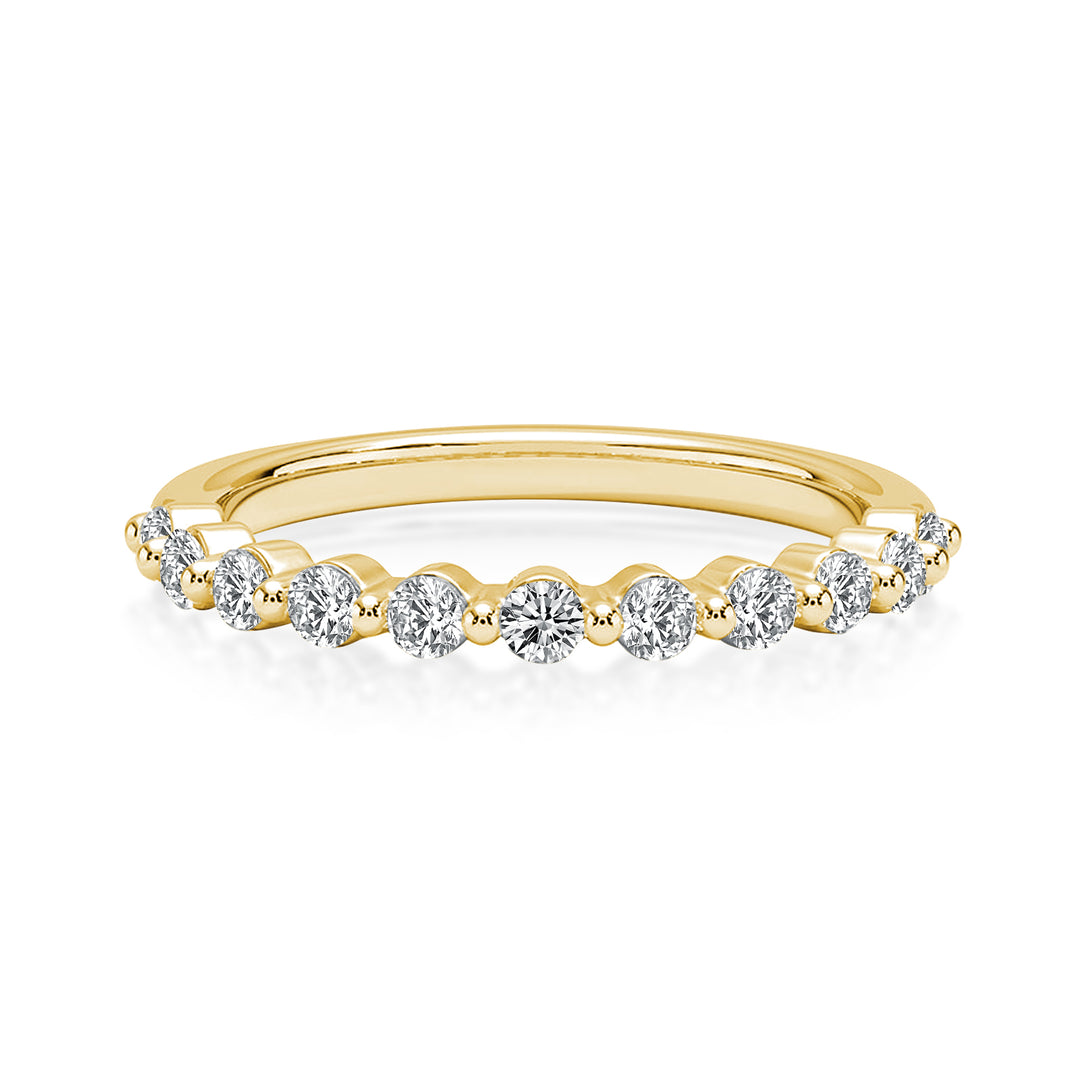 Rodiffy Moissanite 0.4 Ct Yellow Gold Half Eternity Thin Women's Wedding Band