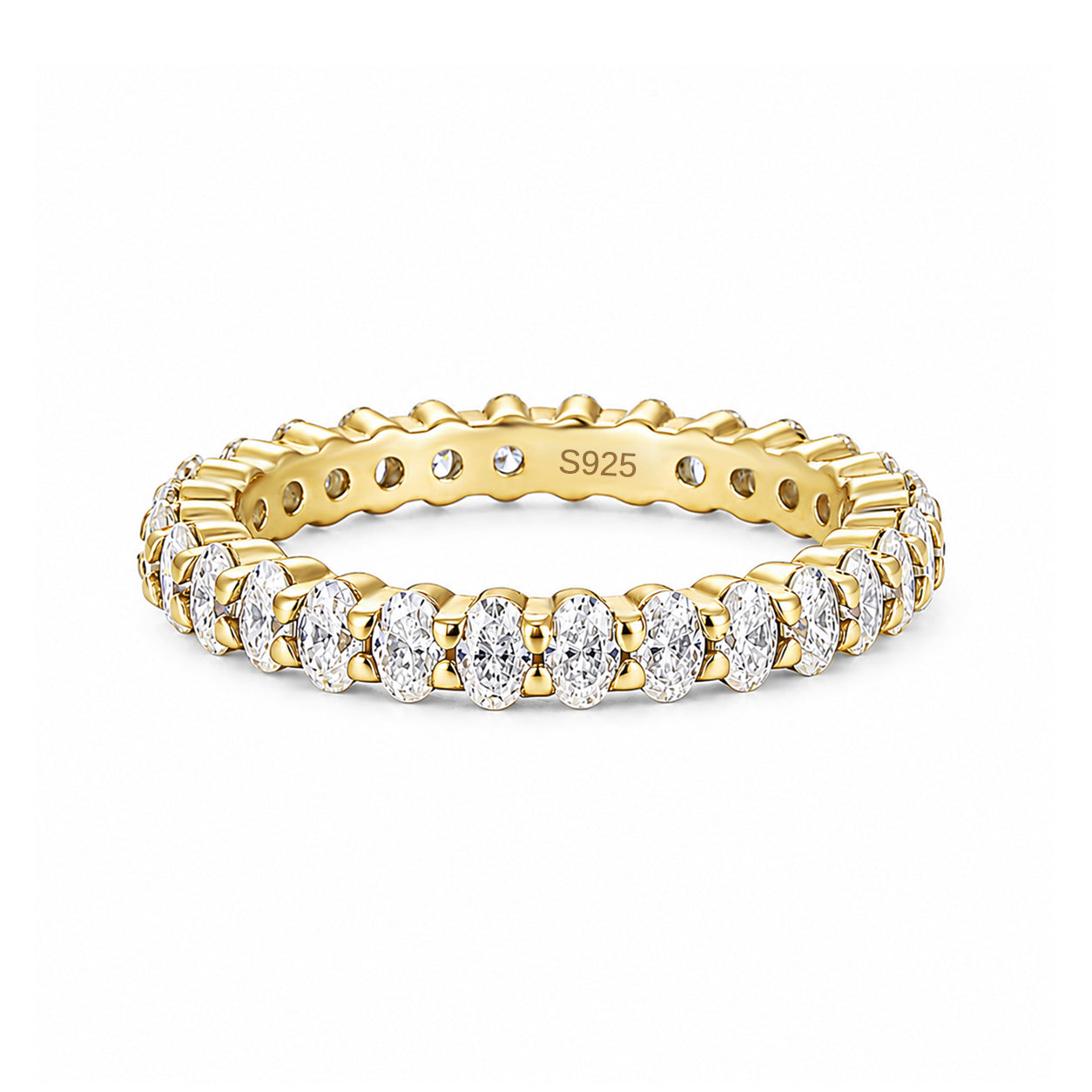 Moissanite 3.0 Ct Oval Cut Full Yellow Gold Wedding Band for Women ...