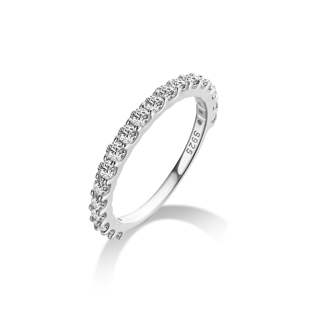 Rodiffy Moissanite 0.6 Ct White Gold Round Cut Eternity Wedding Band