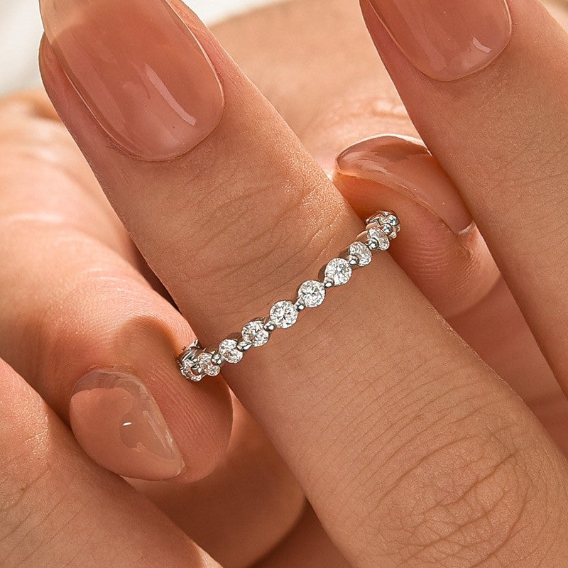 Rodiffy Moissanite 1.2 Ct Round Cut White Gold Anniversary Ring