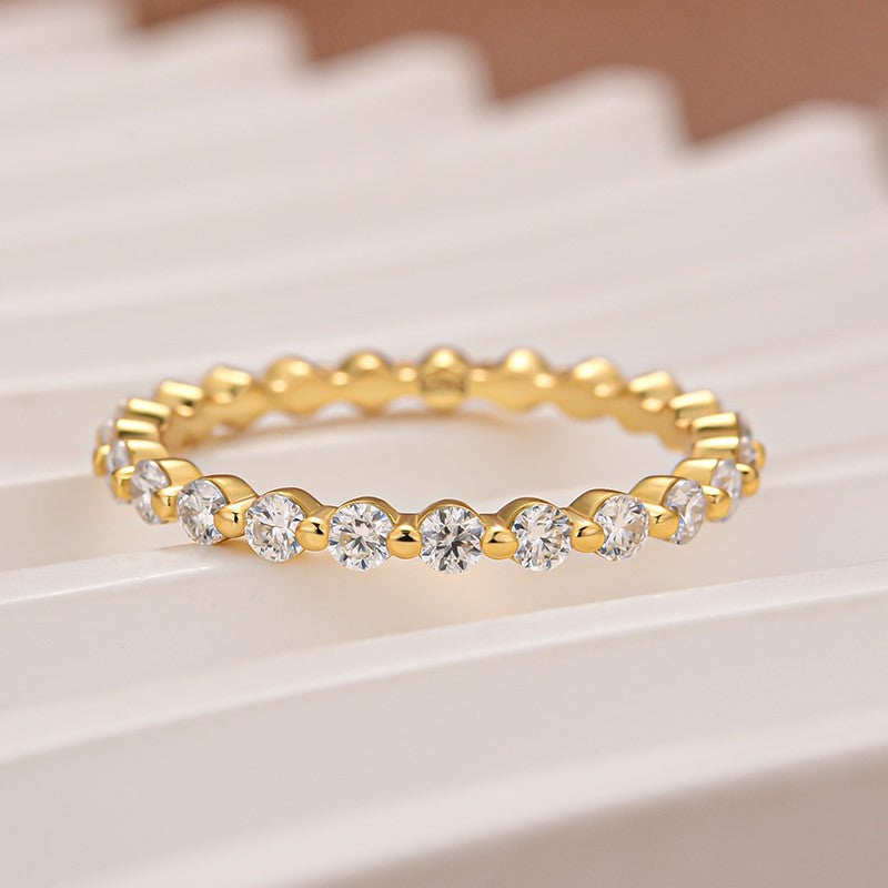 Rodiffy Moissanite 1.2 Ct Round Cut Yellow Gold Anniversary Ring