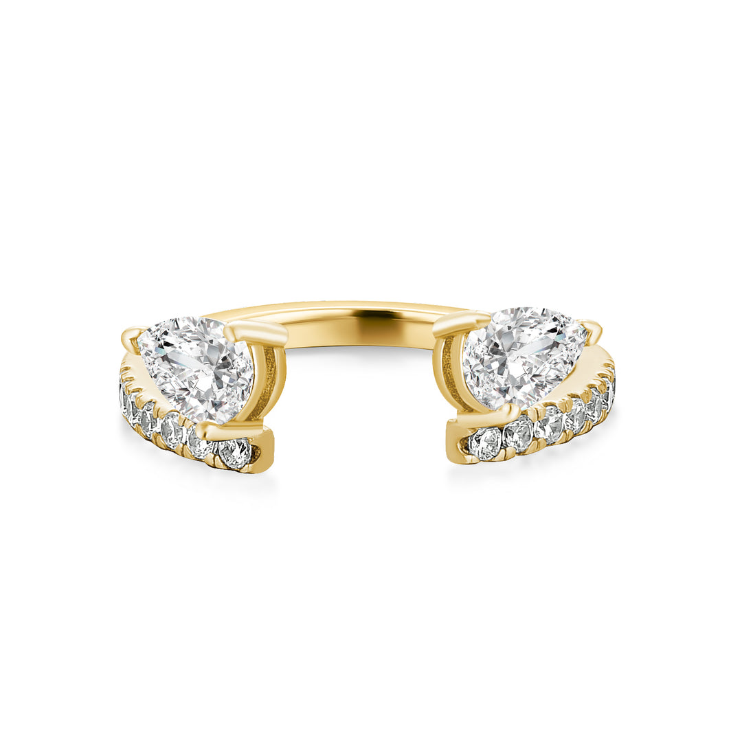 1.0Ct Pear Cut Yellow Gold Open Wedding Band In Sterling Silver