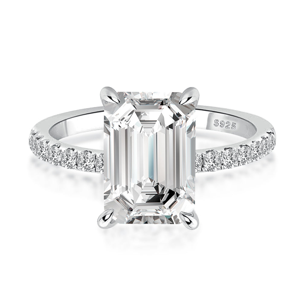 Rodiffy Moissanite 3.5 Ct Emerald Cut Engagement Ring For Women