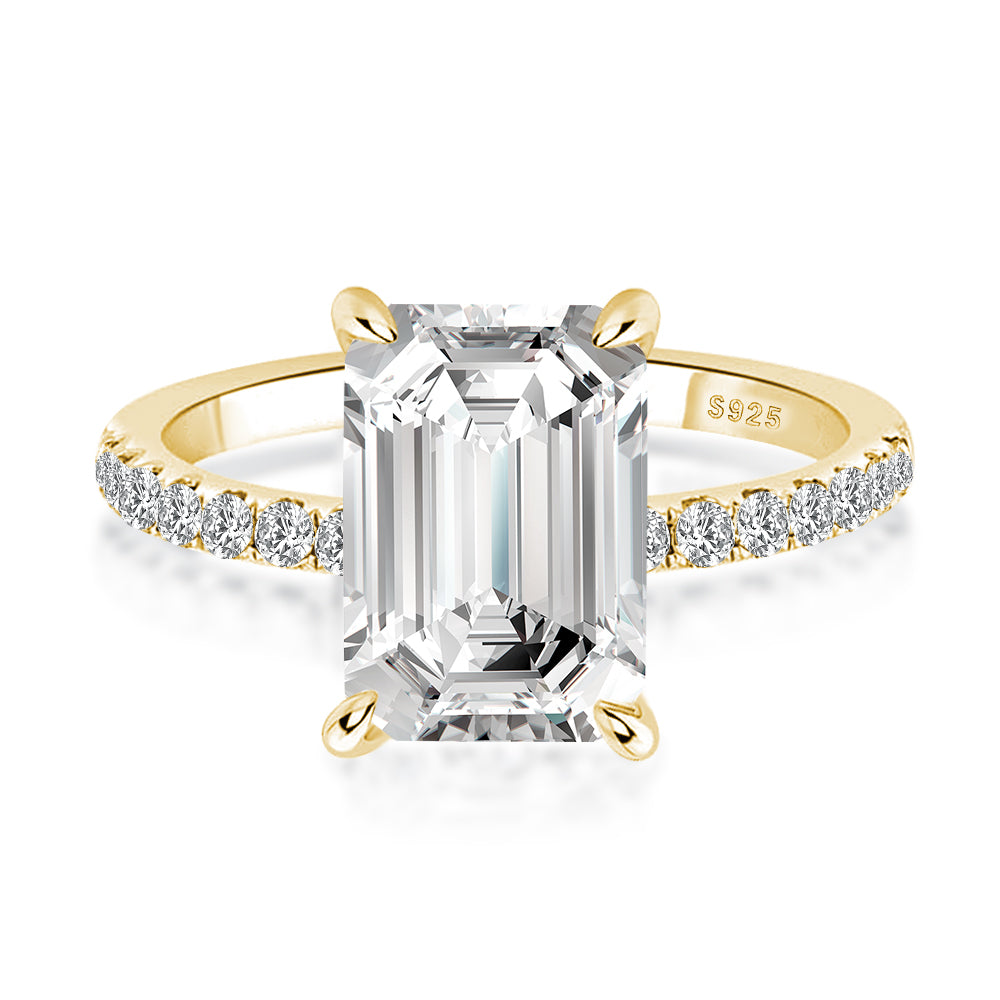 Rodiffy Moissanite 3.5 Ct Emerald Cut Yellow Gold Engagement Ring For Women