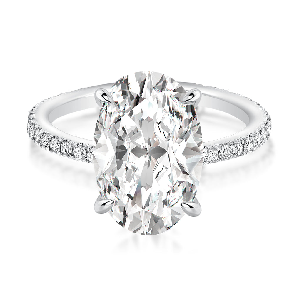 Moissanite 4.0 Ct~5.5 Ct Pavé Oval Cut Engagement Rings For Women