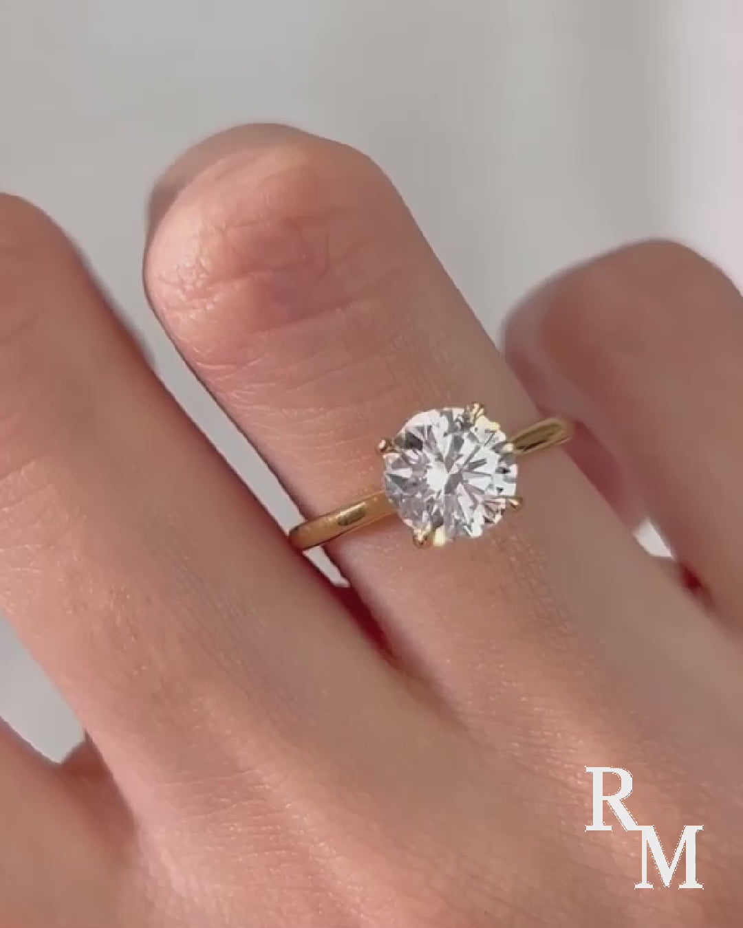 Rodiffy Moissanite 2.0 Ct ~4.0Ct Round Cut Yellow Gold Promise Ring