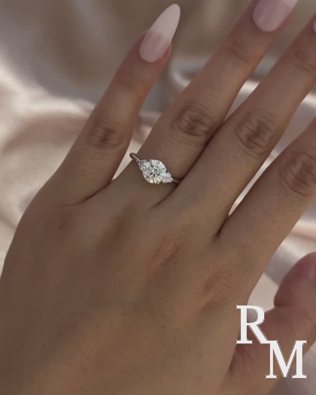 1.2 Ct Round Cut White Gold Triple Moissanite Diamond Engagement Ring