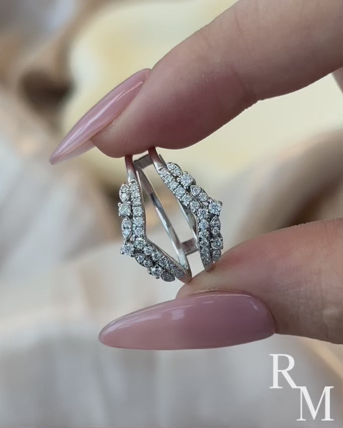Rodiffy Moissanite Round Cut Jacket White Gold Stack Wedding Band