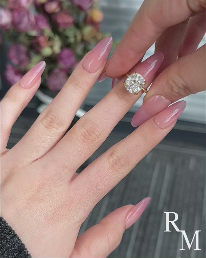 Rodiffy Moissanite 4.5 Ct Cushion Cut Yellow Gold Engagement Ring