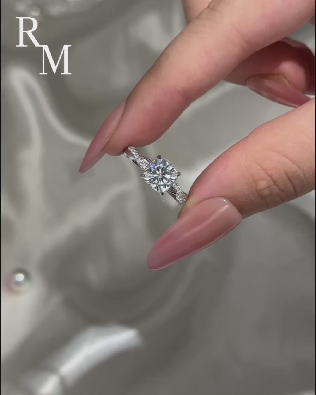 Moissanite 2.0Ct Cushion Cut Twist Engagement Ring Travel Ring In Sterling Silver