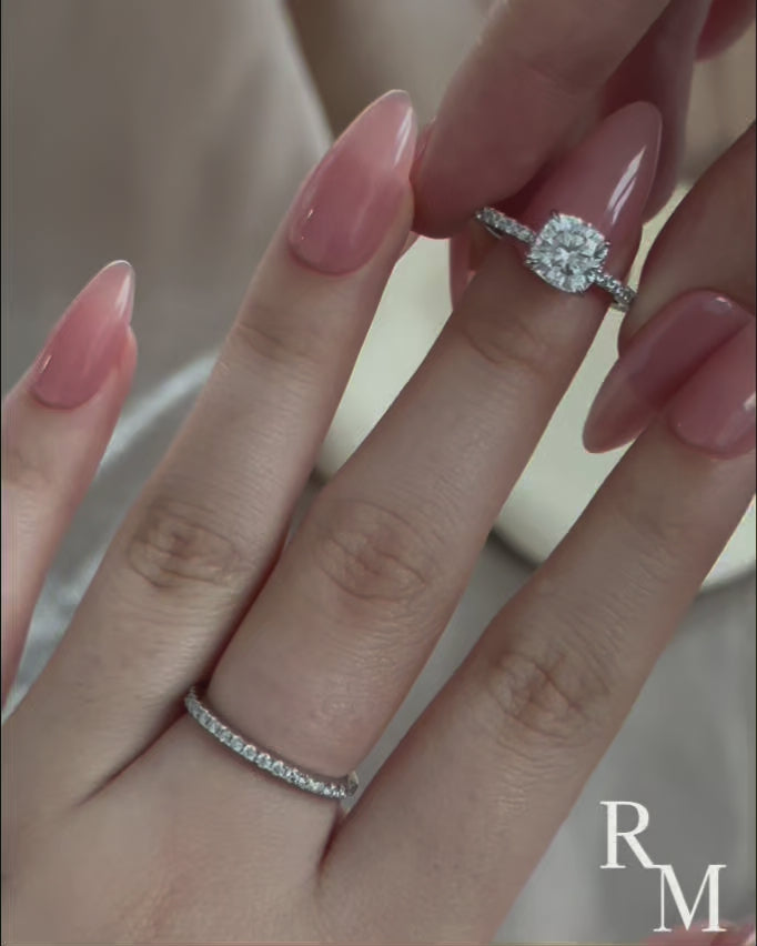 Rodiffy Moissanite 2.0Ct Square Cushion Cut White Gold Wedding Ring For Women