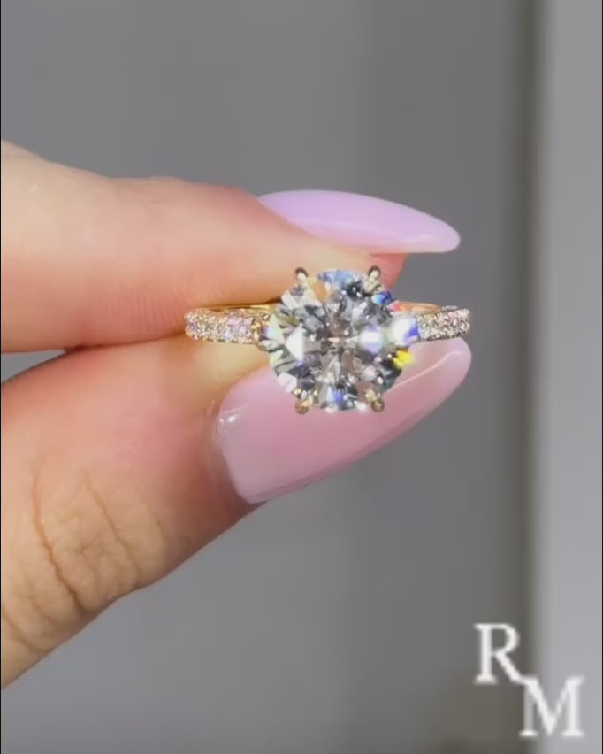 Rodiffy Moissanite 2.0 Ct Bow Base Design Yellow Gold Promise Bridal Ring