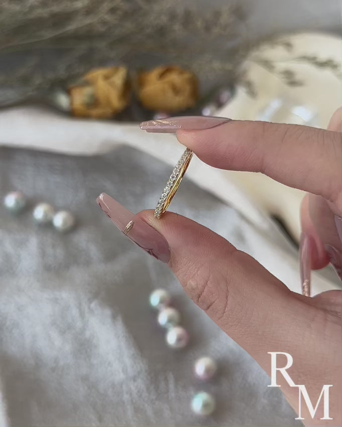 Rodiffy Moissanite 0.5 Ct Round Cut Yellow Gold Anniversary Ring