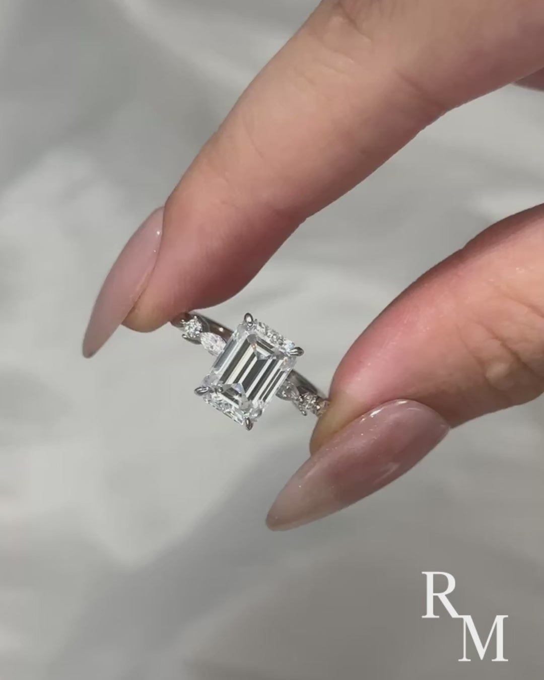 Moissanite 3.5 Carat Emerald Cut Classic Engagement Ring In Sterling Silver
