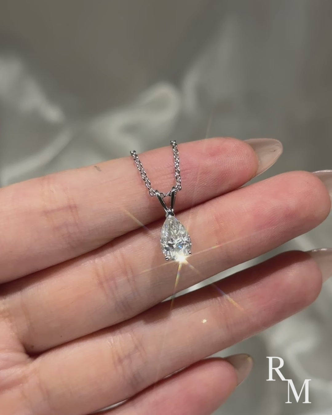 Rodiffy Moissanite 1.5 Ct Pear Cut Pendant Necklace