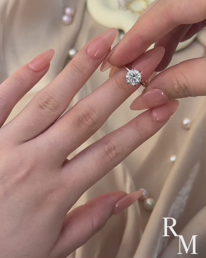 Rodiffy Moissanite 2.0 Ct Round Cut 6 Prong Rose Gold Engagement Ring