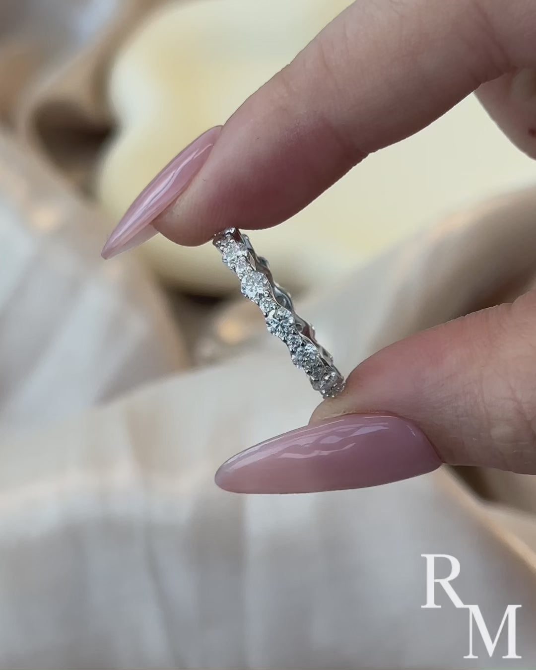 Rodiffy Moissanite 1.65 Ct Round Cut Full Wedding Band for Women