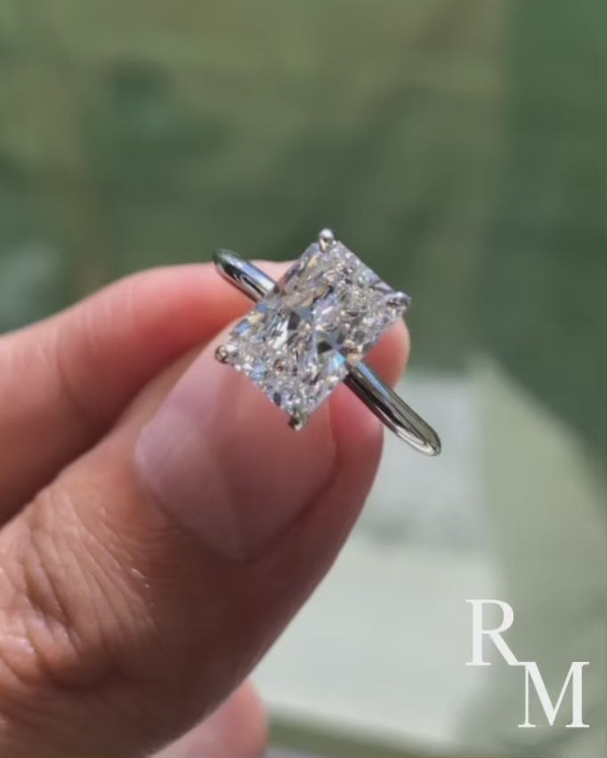 Rodiffy Moissanite 4.5 Ct Radiant Cut White Gold Engagement Ring