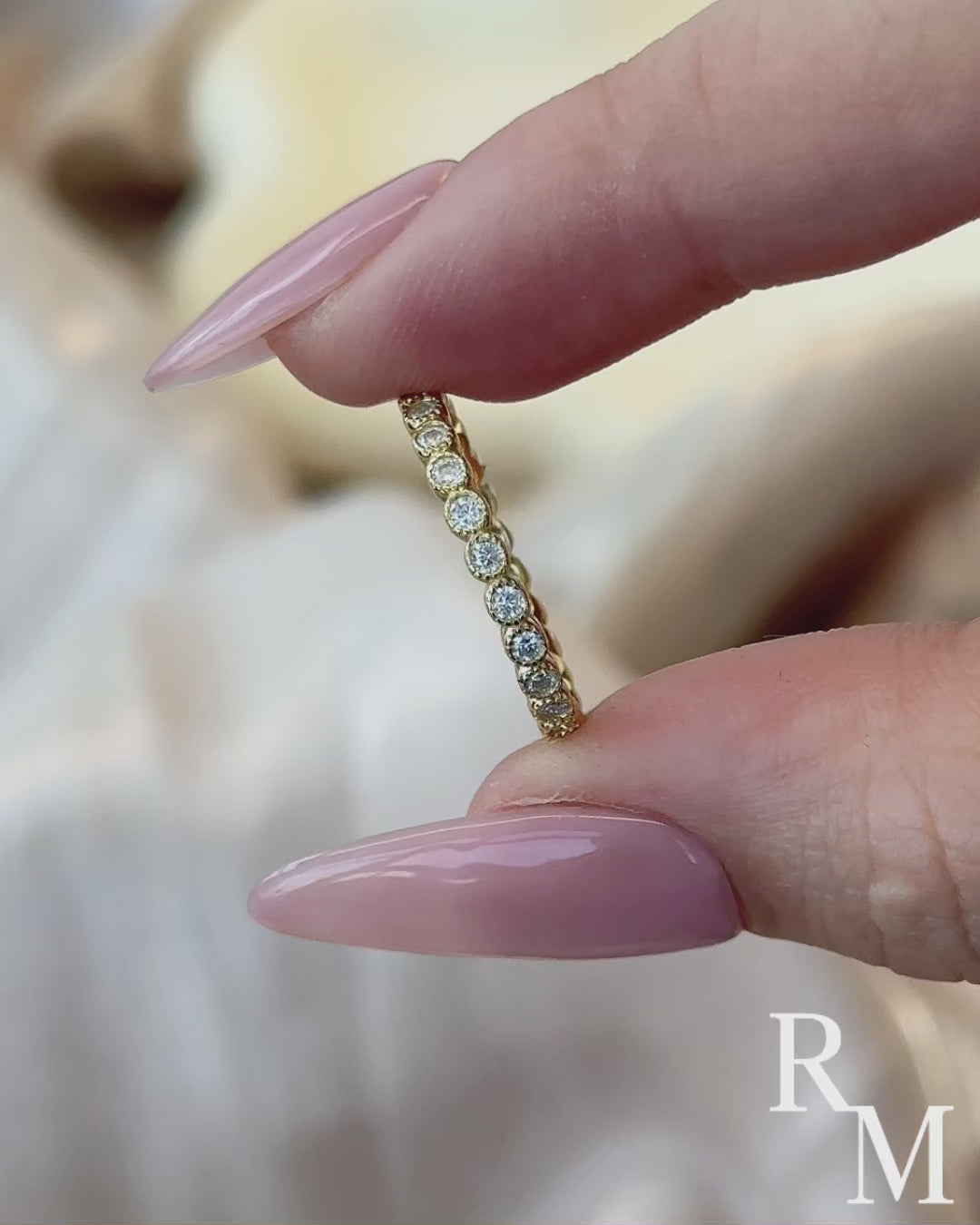 Rodiffy Moissanite 0.5 Ct Yellow Gold Round Cut Pave Wedding Band