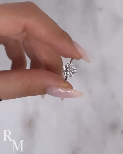 Rodiffy Moissanite 2.0 Ct Round Cut 6 Prong Engagement Ring For Women