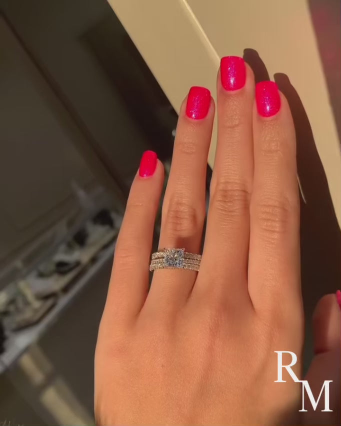 2.0 Ct Princess Cut Pavé White Gold Moissanite Diamond Wedding Ring