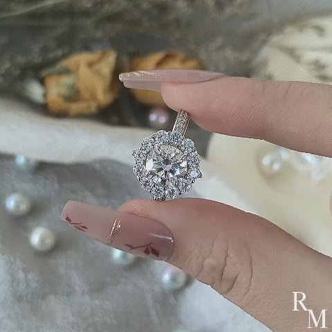 Rodiffy Moissanite 2.0Ct Round Cut White Gold Travel Promise Ring