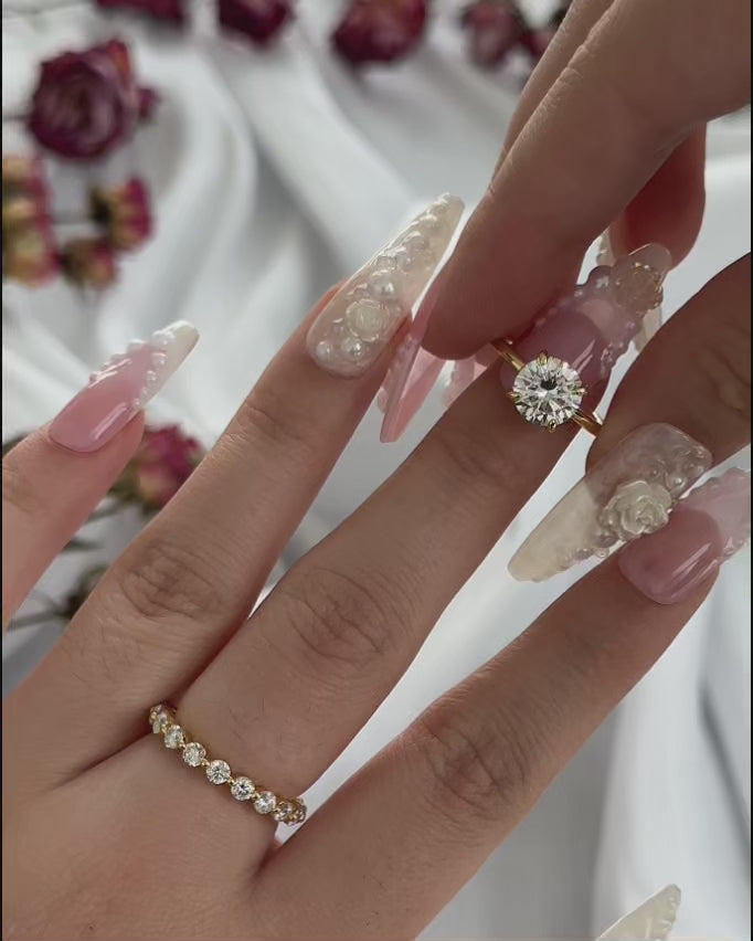 Moissanite 2.0 Ct Solitaire Round Cut Yellow Gold Wedding Ring Set Eternity Moissanite Diamond Ring