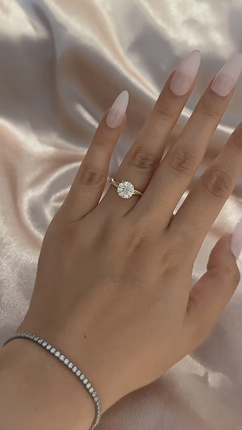Rodiffy Moissanite 1.2Ct~2.0 Ct Twist Yellow Gold Pave Promise Bridal Ring