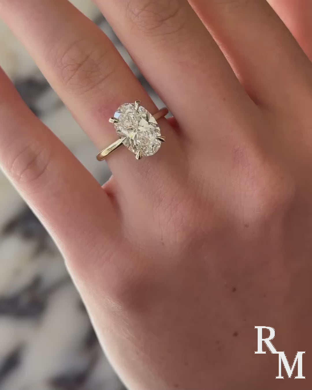 Rodiffy Moissanite 2.0 Ct ~5.5 Ct Oval Cut Yellow Gold Promise Ring For Women
