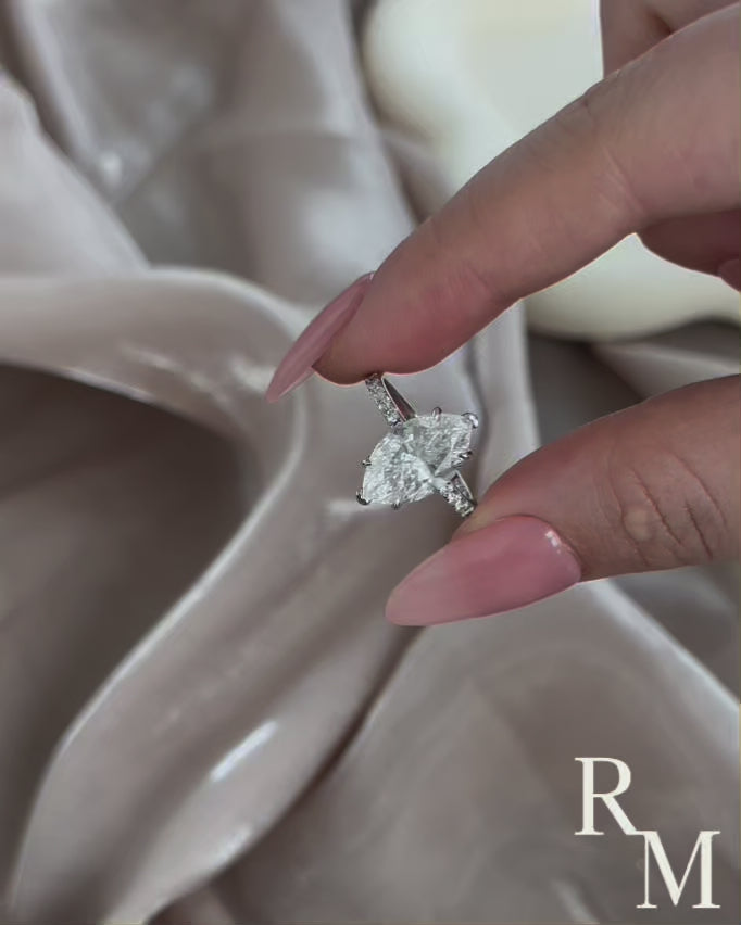 Rodiffy Moissanite 4.0 Ct Marquise Cut White Gold Half-Coverage Engagement Ring