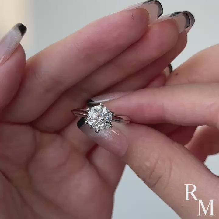 Rodiffy Moissanite 2.0 Ct Round Cut 6 Prong White Gold Engagement Ring