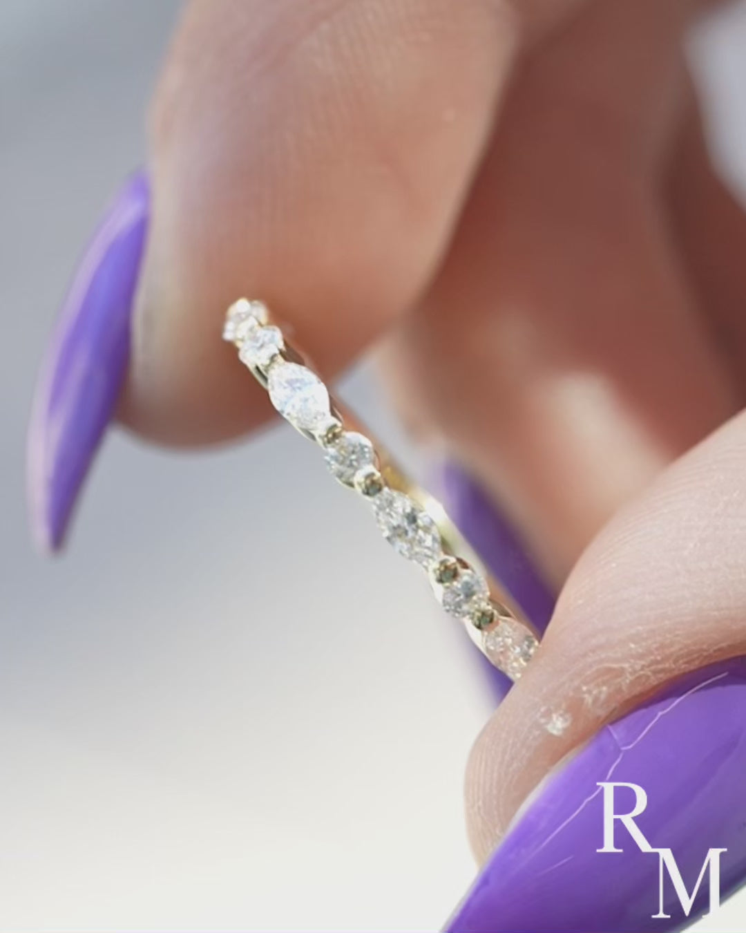 Rodiffy Moissanite 0.55 Ct Marquise-Round Yellow Gold Wedding Band