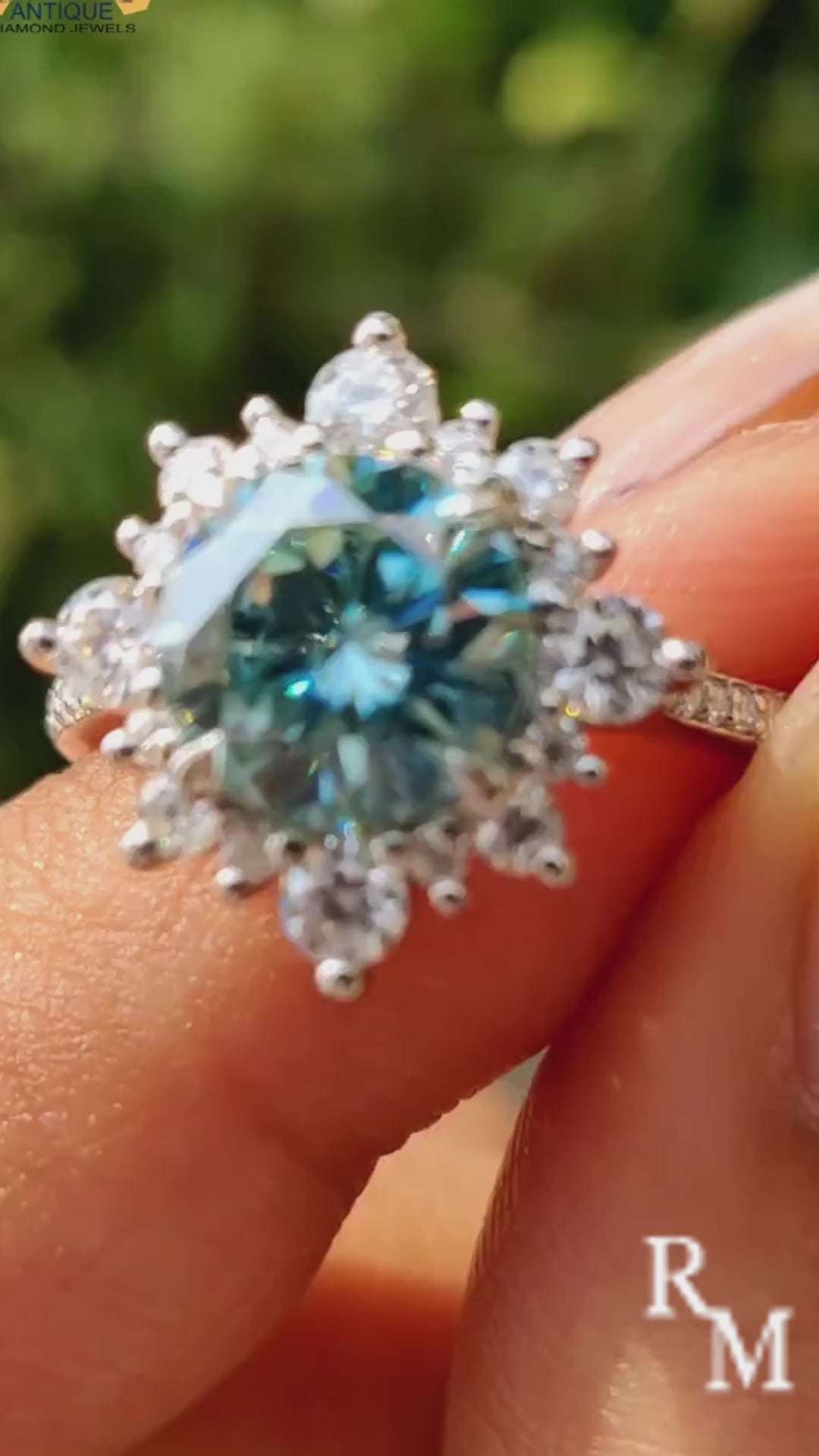 Rodiffy Moissanite 2.0 Ct Blue Snowflake Design Travel Ring