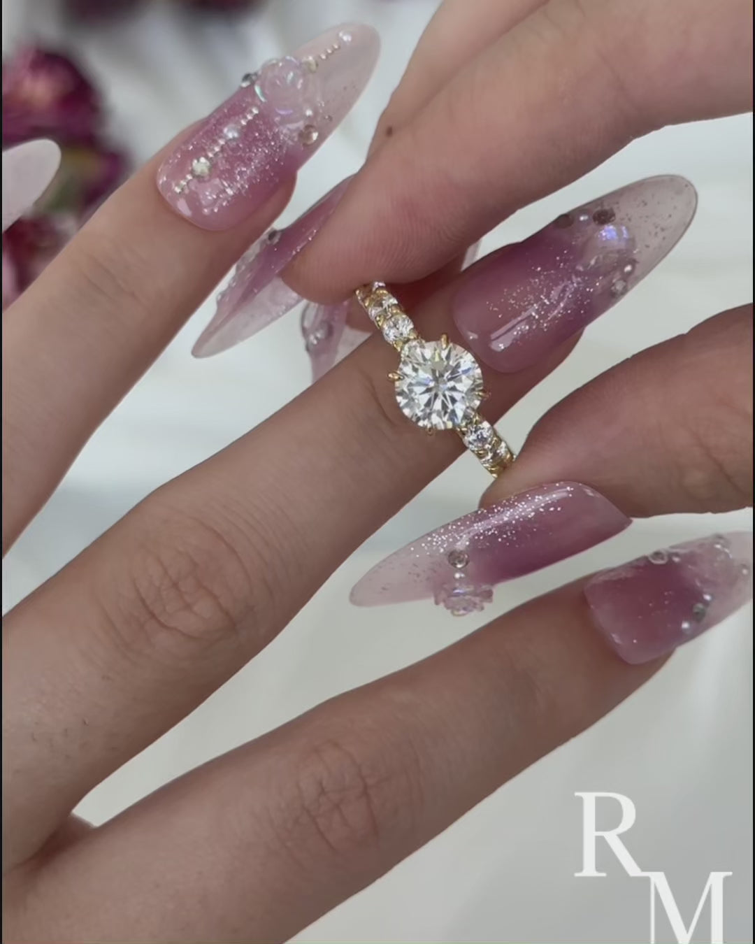 Moissanite 2.0 Ct Cut Down Pavé Engagement Ring