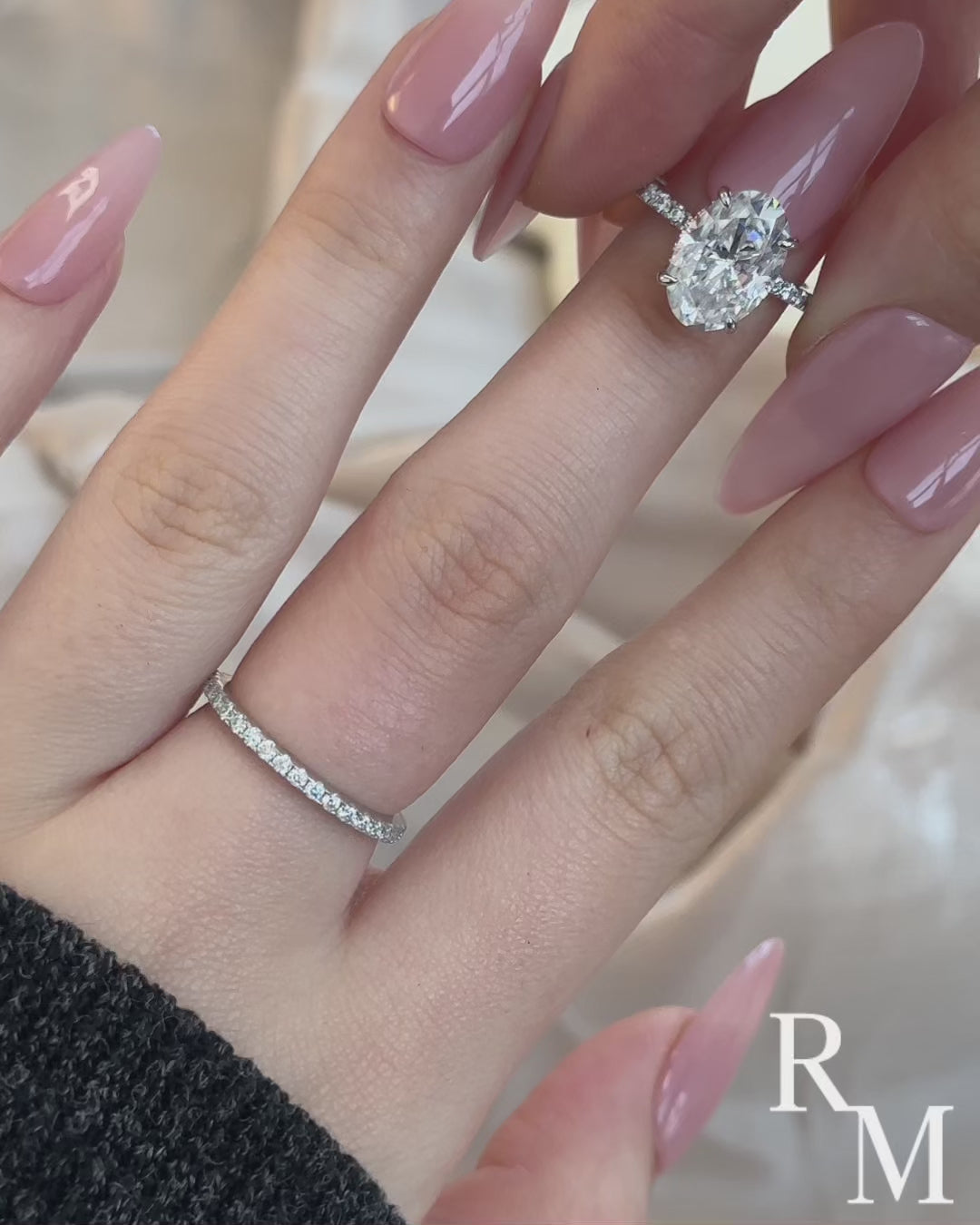 Rodiffy Moissanite 4.0 Ct Oval Cut White Gold Wedding Ring For Women