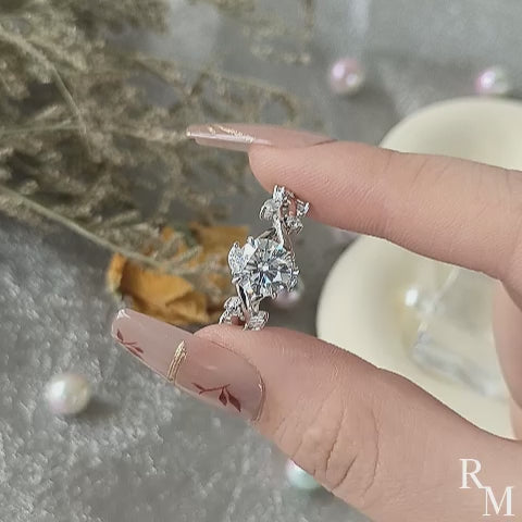 Rodiffy Moissanite 2.0 Ct Vintage Vine Design Engagement Ring