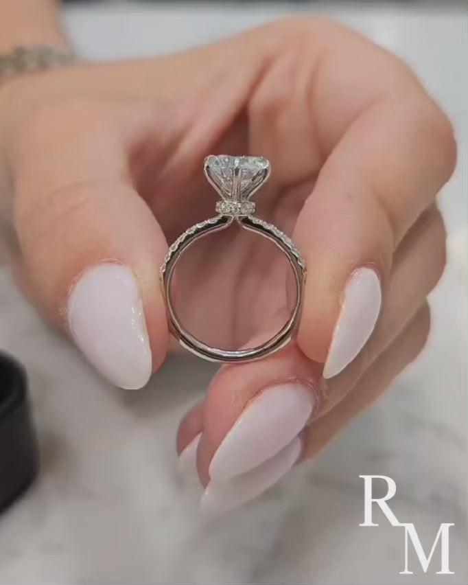 Rodiffy Moissanite 2.0 Ct Hidden Halo Round Cut White Gold Engagement Ring